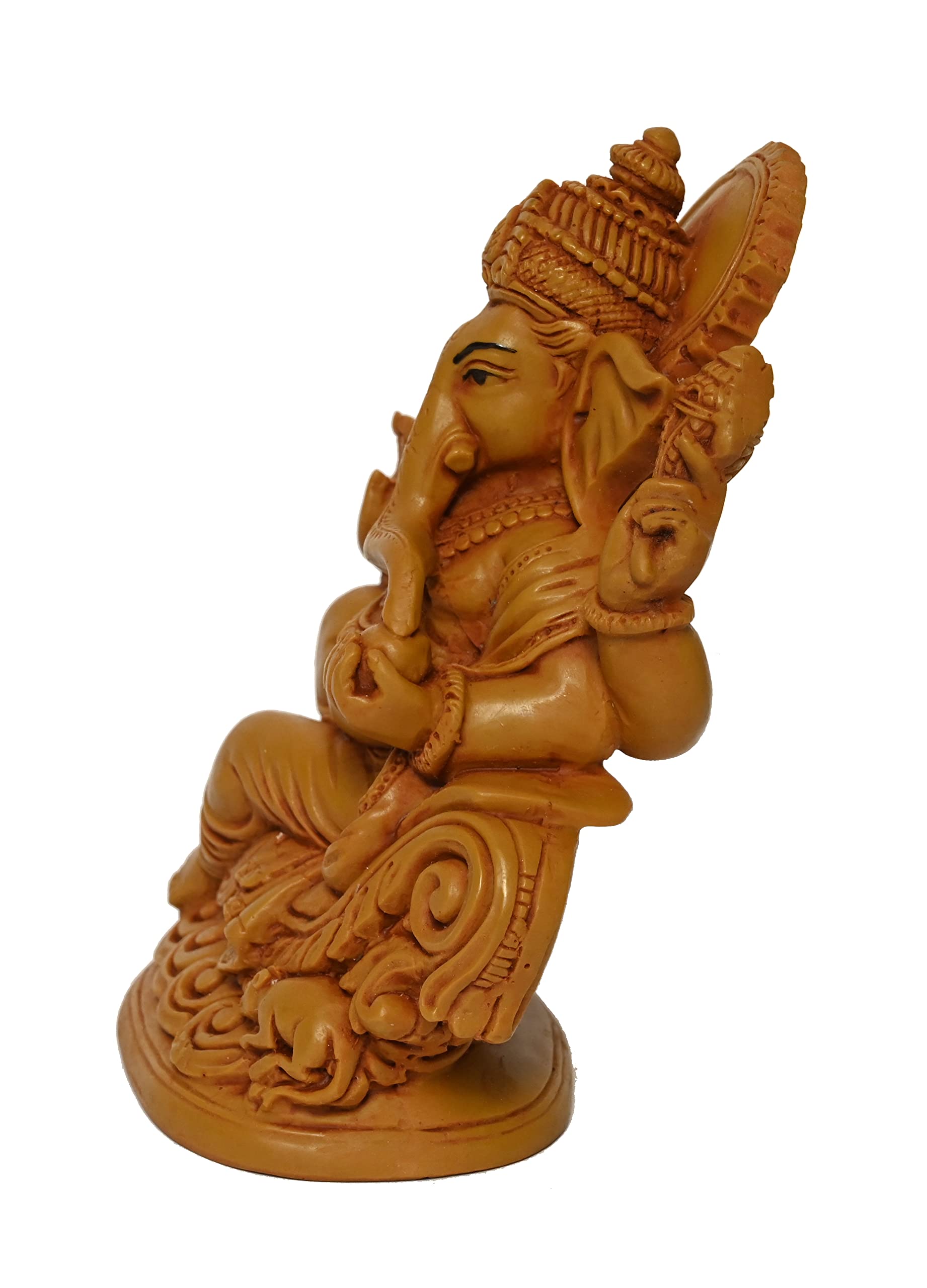 Karighar Polyresin Ganesh Ganpati Bappa Idol Perfect For Home | Living Room | Puja Room | Gifting (Brown, 10 X 11 X 15 Cm)